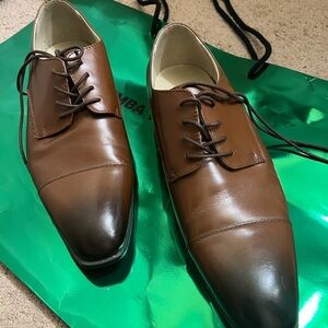 GOOD CONDITION Public Opinion Jackson Cap Toe Tan Leather Dress Oxford Men Shoes